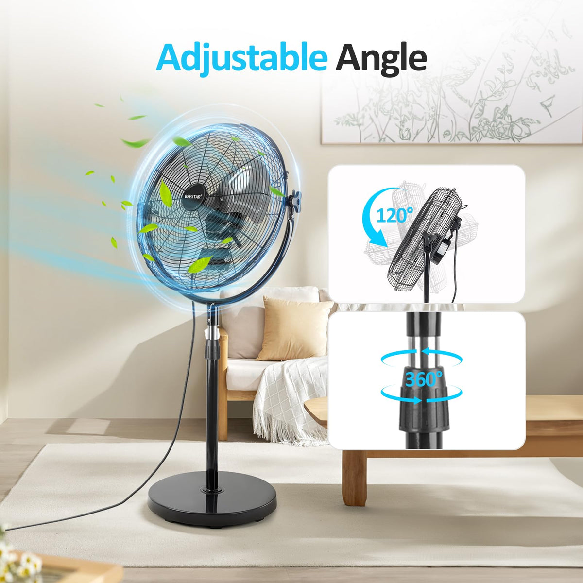 20 Inch Heavy Duty High Velocity Metal Stand Pedestal Fan B355