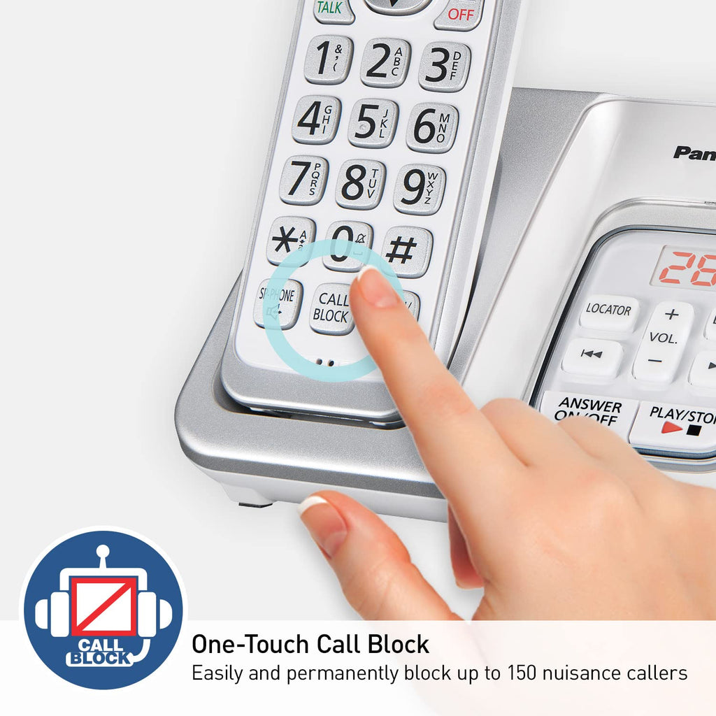 Expandable Cordless Phone with Answering Machine and Call Block, 2 Handsets T2808