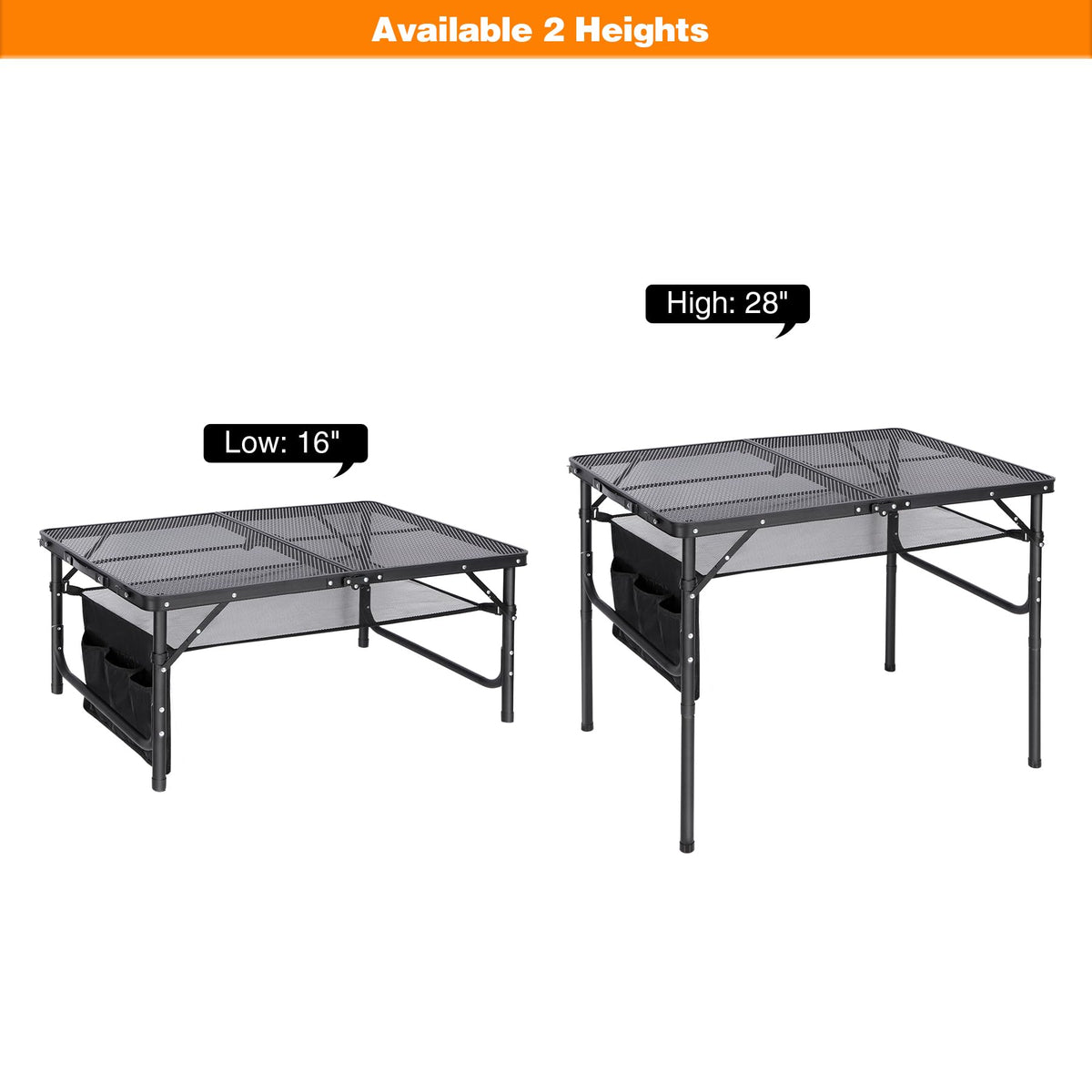 36x24 Aluminum Folding Grill Table with Adjustable Height Legs N3756