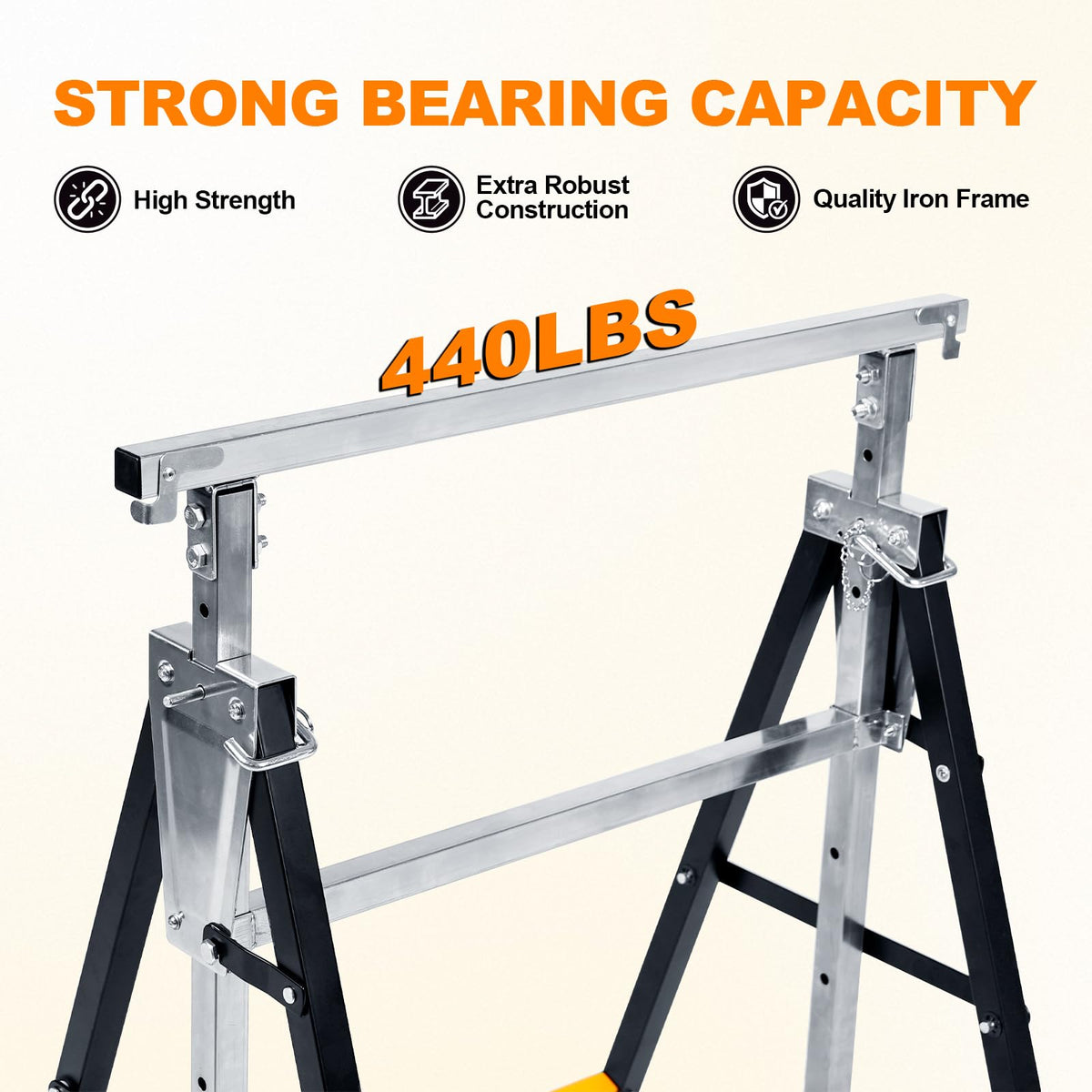 Metal Saw Horses 2 Pack Folding Heavy Duty 880 lbs Adjustable E993062