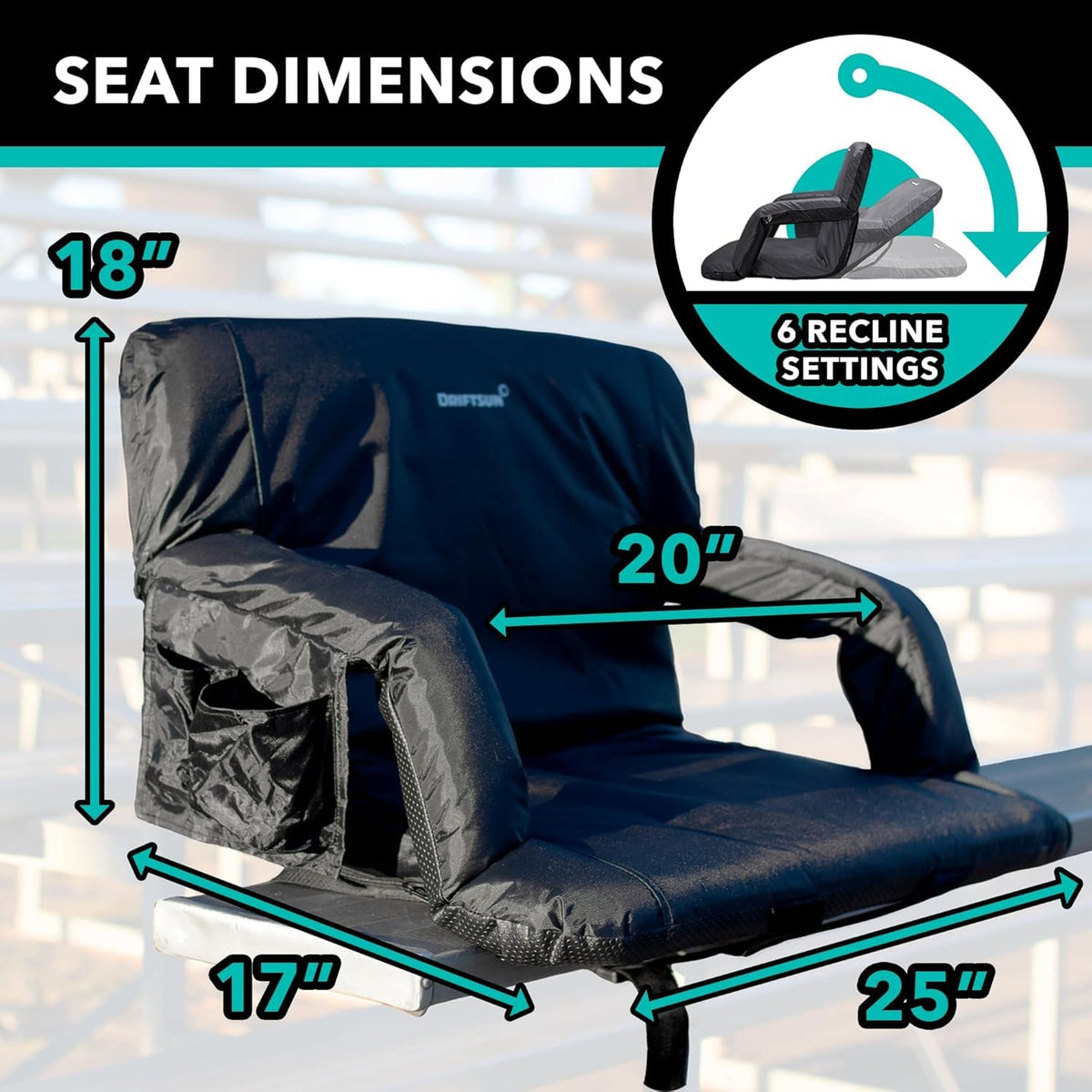 2 Pack Extra Wide Foldable Stadium Seats with Back Support T1170
