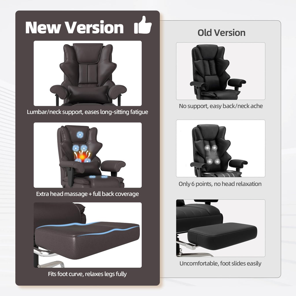 Brown Heated Massage Office Chair with Footrest N884
