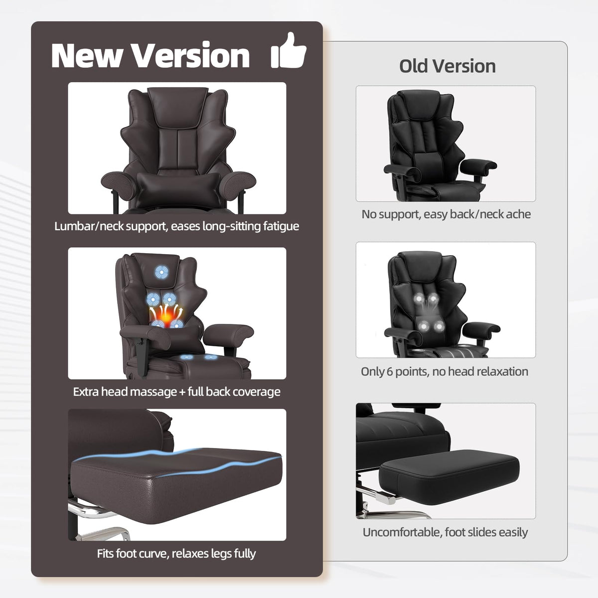 Brown Heated Massage Office Chair with Footrest N884