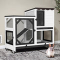 2-Story Wooden Rabbit Hutch with Wheels B818201