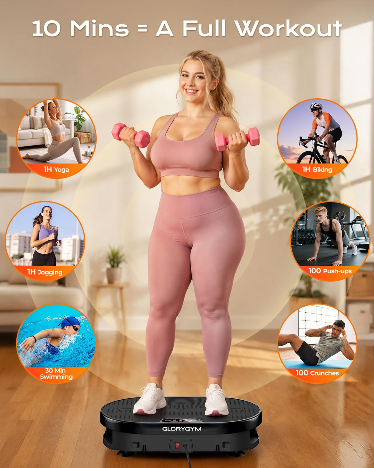 Vibration Plate Exercise Machine with Resistance Bands V693