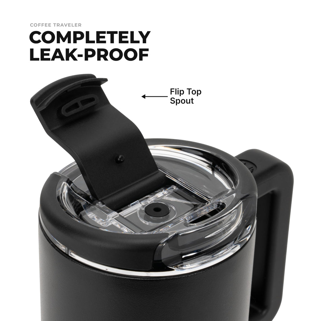 20oz Ceramic-Lined Mug with Handle, Black Y66483