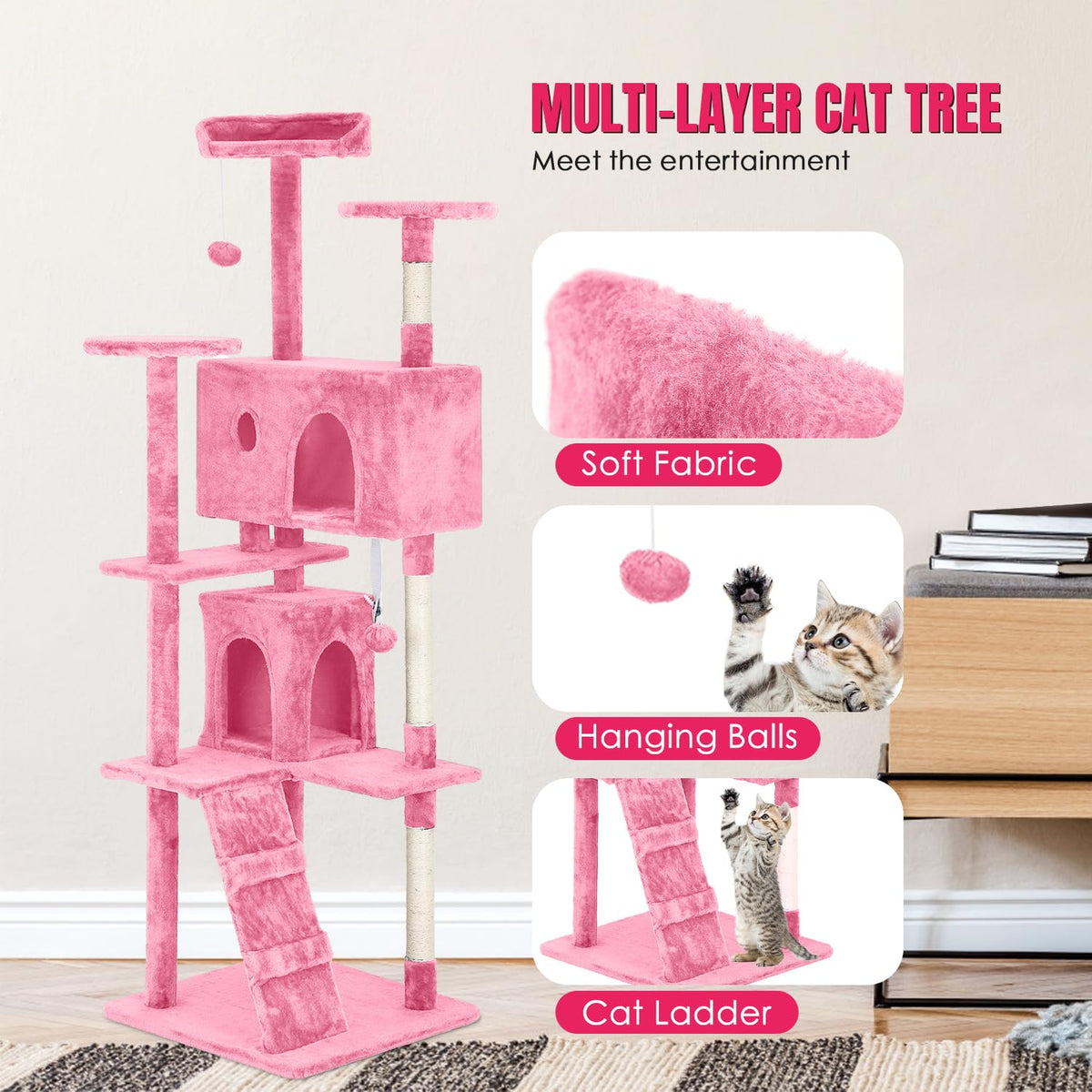 70in Cat Tree Tower with Scratching Post T432