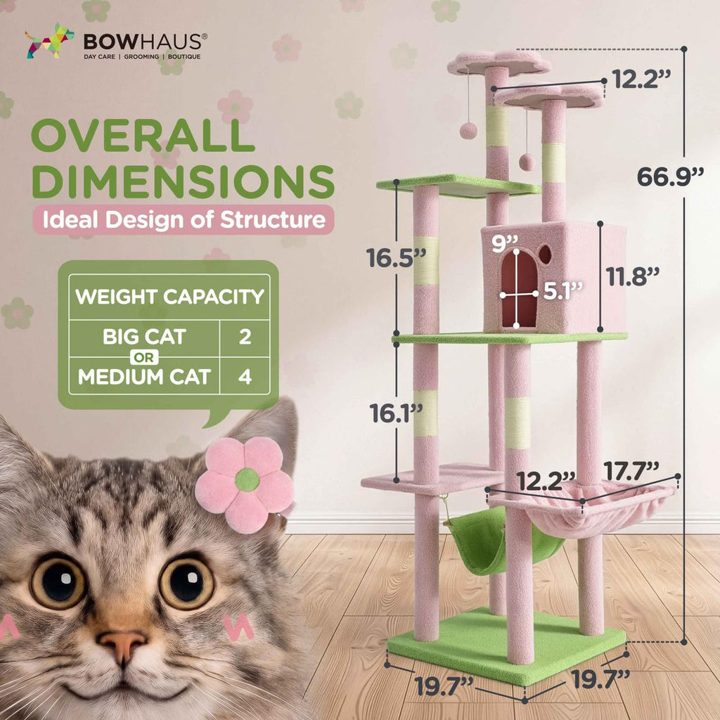 67-Inch Multi-Level Cat Tree with Hammock and Scratching Posts K3714
