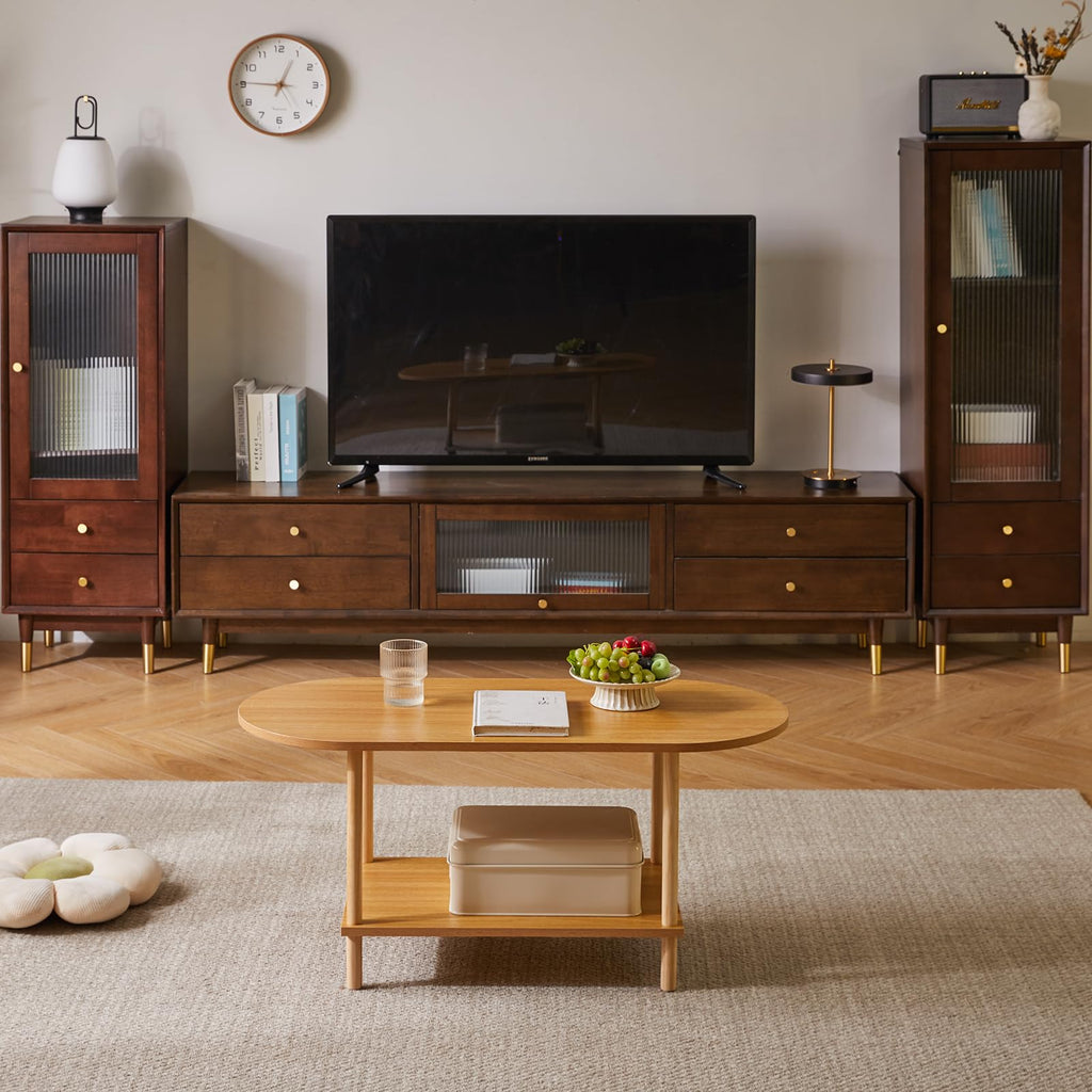 Wooden 2 Tier Coffee Table with Storage Shelf X971