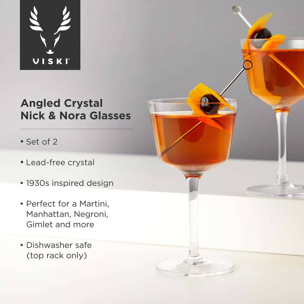 Stemmed Crystal Cocktail Glasses Set of 2 U92001