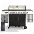 6-Burner Propane Gas Grill with Cast Iron Grates & Griddle, 54,600 BTU, Black K18745