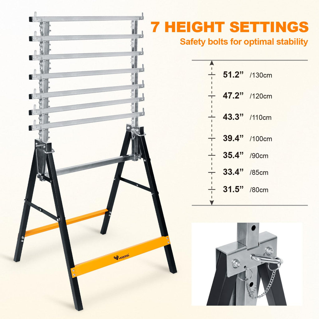 Metal Saw Horses 2 Pack Folding Heavy Duty 880 lbs Adjustable E993062