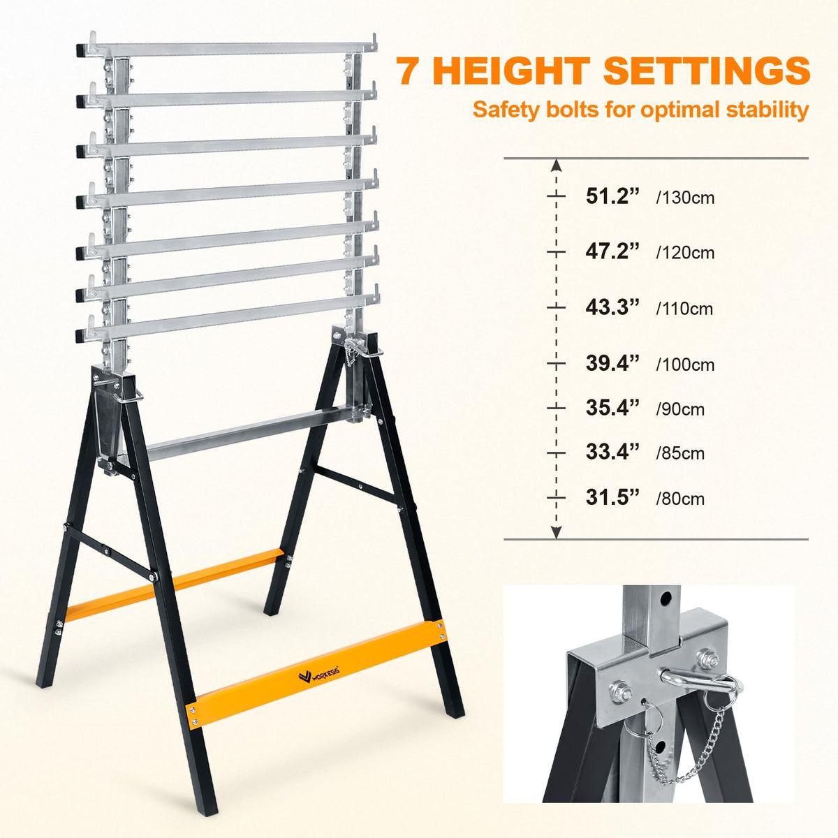 Metal Saw Horses 2 Pack Folding Heavy Duty 880 lbs Adjustable E993062