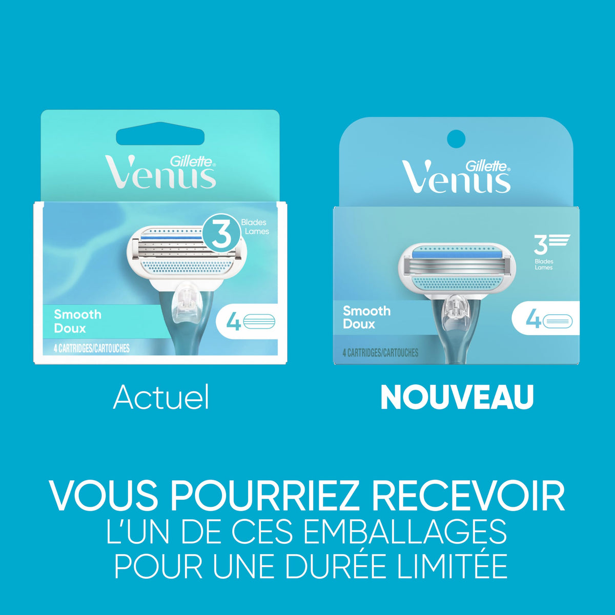 Women's 3 Blade Razor Refills, 4 Count D9461