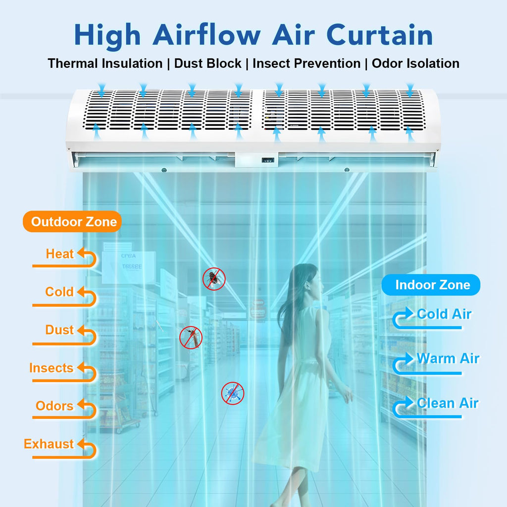 Wall Mounted Air Curtain 36 Inch Adjustable 2 Speed A9291