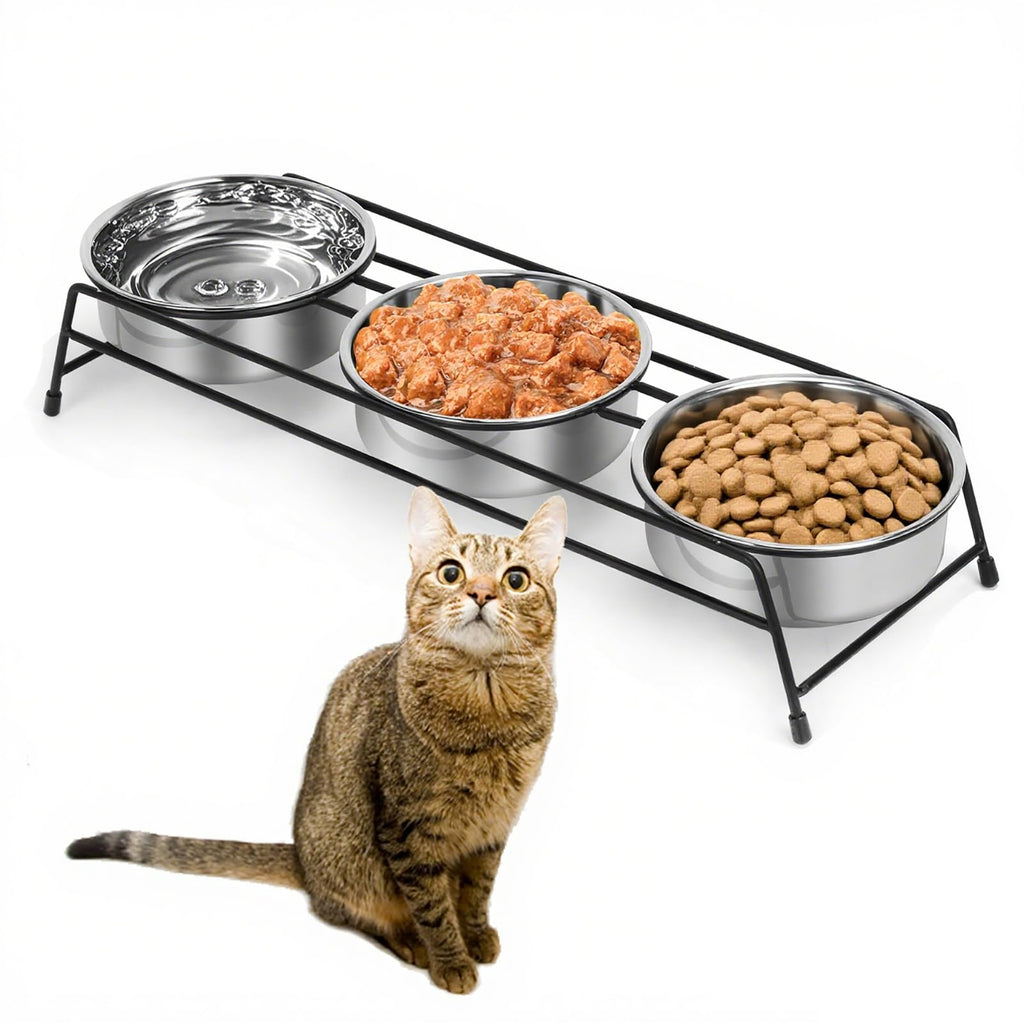 Raised Cat Bowls 3 Stainless Steel I415