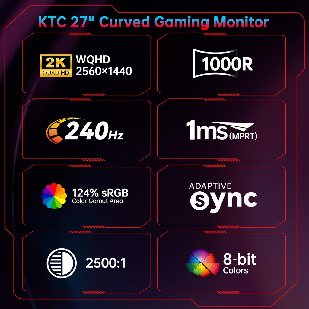 27 Inch 240Hz Curved 2K QHD Gaming Monitor J350