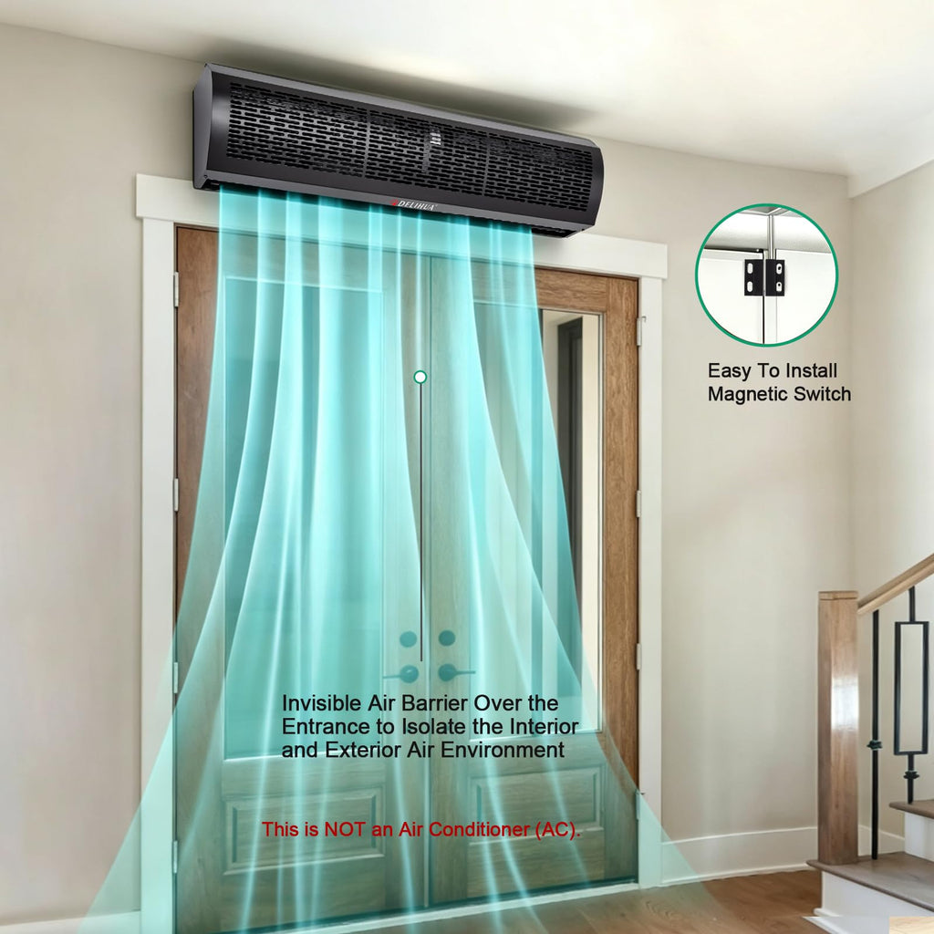 48 Inch Black Air Curtain Fan with Magnetic Door Switch Z62190