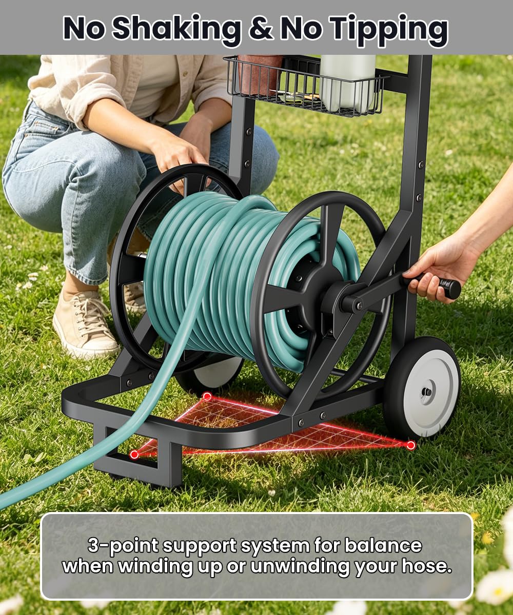 Garden Hose Reel Cart with Wheels D411