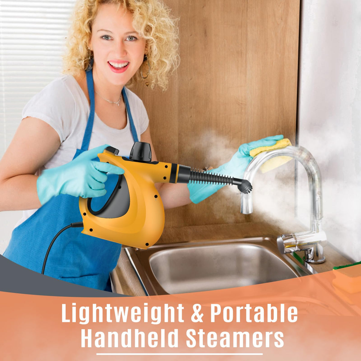 Pressurized Handheld Multi-Surface Natural Steam Cleaner with 12 pcs Accessories H89155
