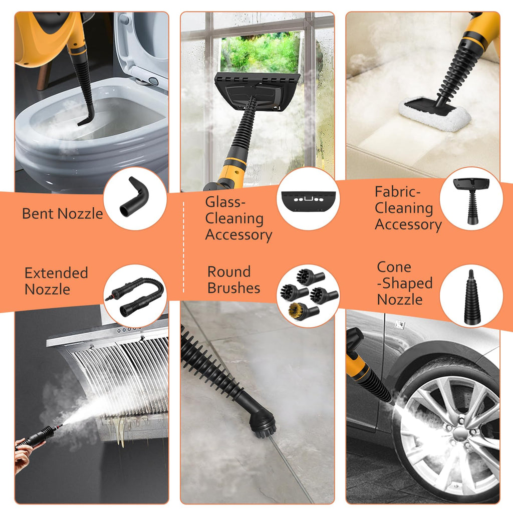 Pressurized Handheld Multi-Surface Natural Steam Cleaner with 12 pcs Accessories H89155