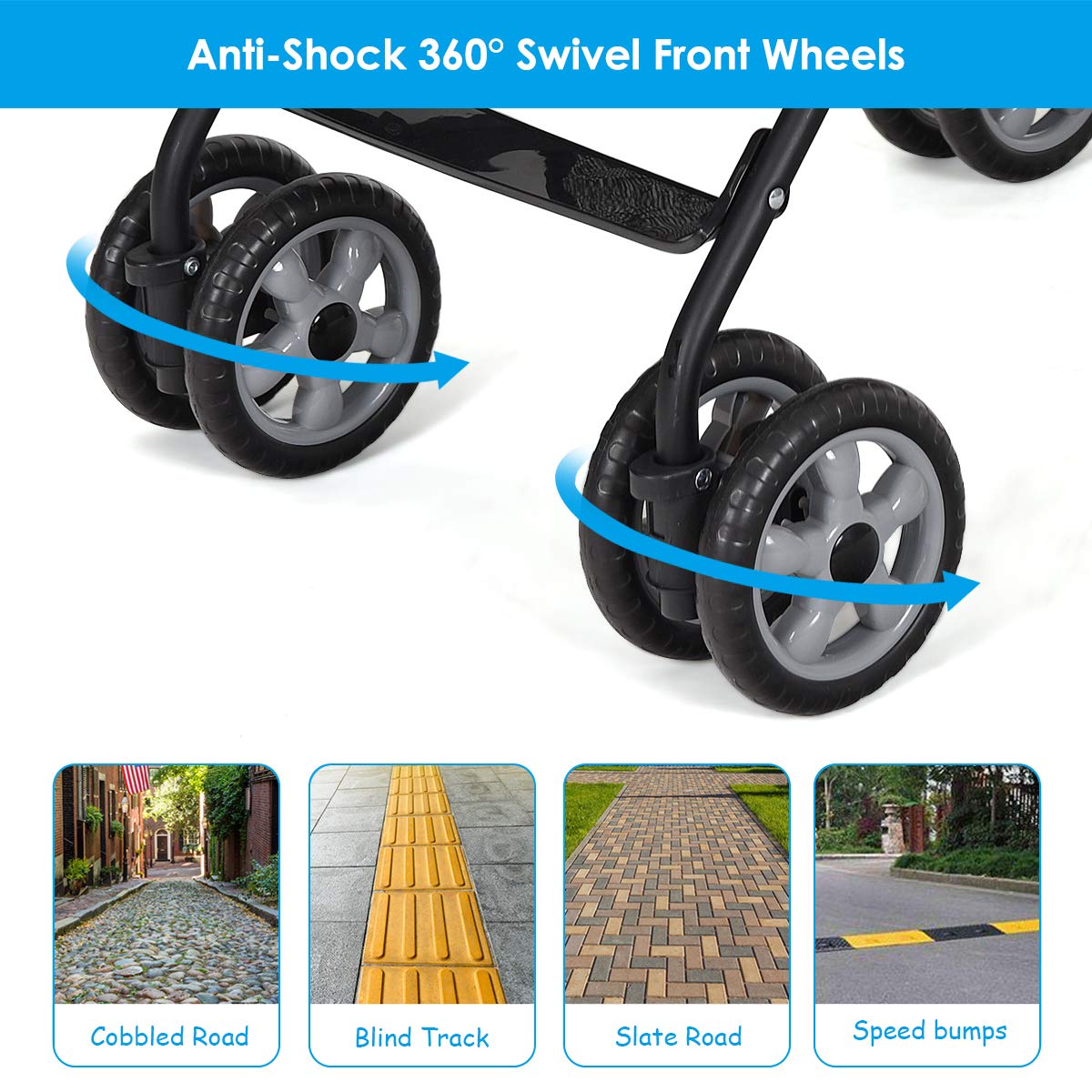Lightweight Compact Foldable Stroller with Canopy and Cup Holder C94610