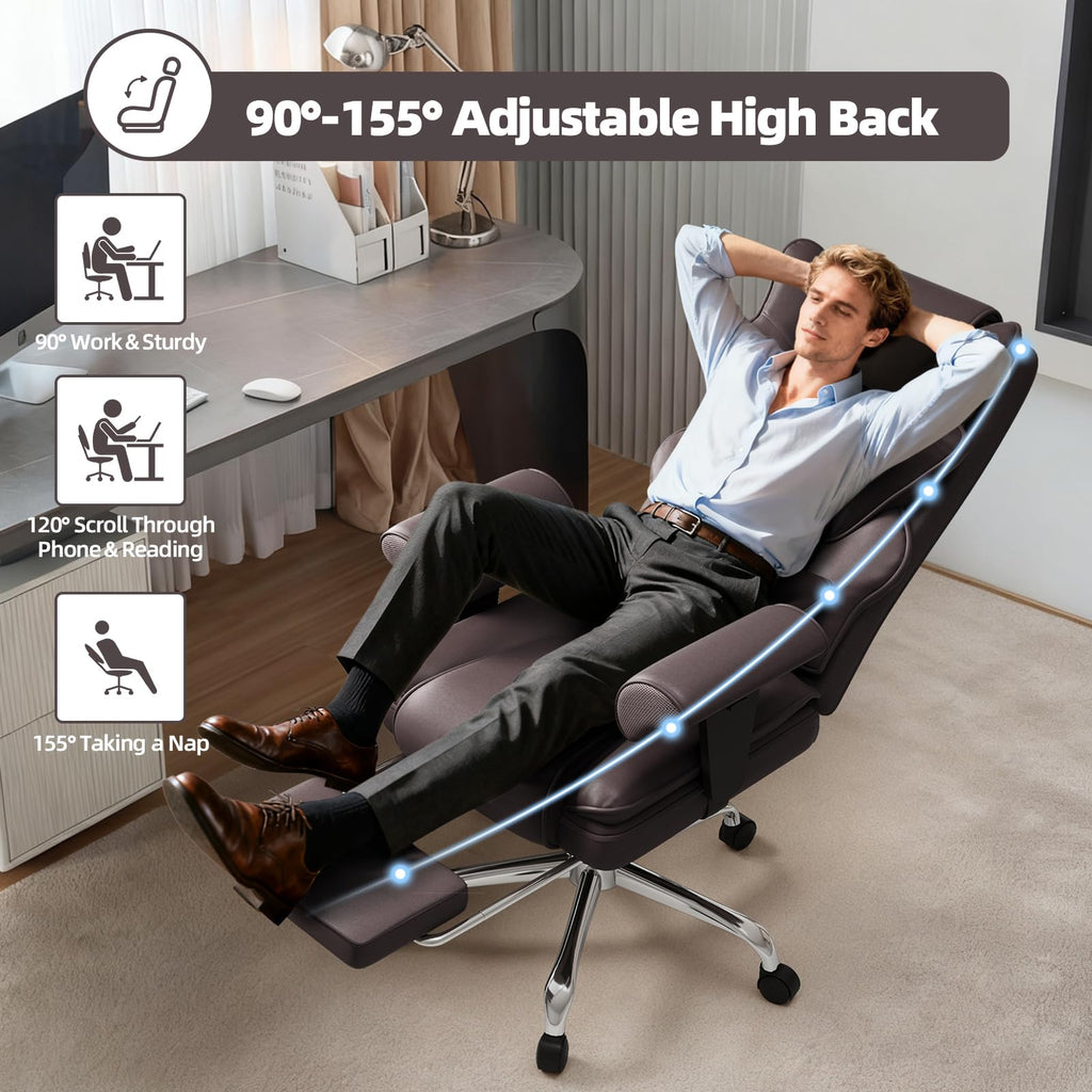 Brown Heated Massage Office Chair with Footrest N884