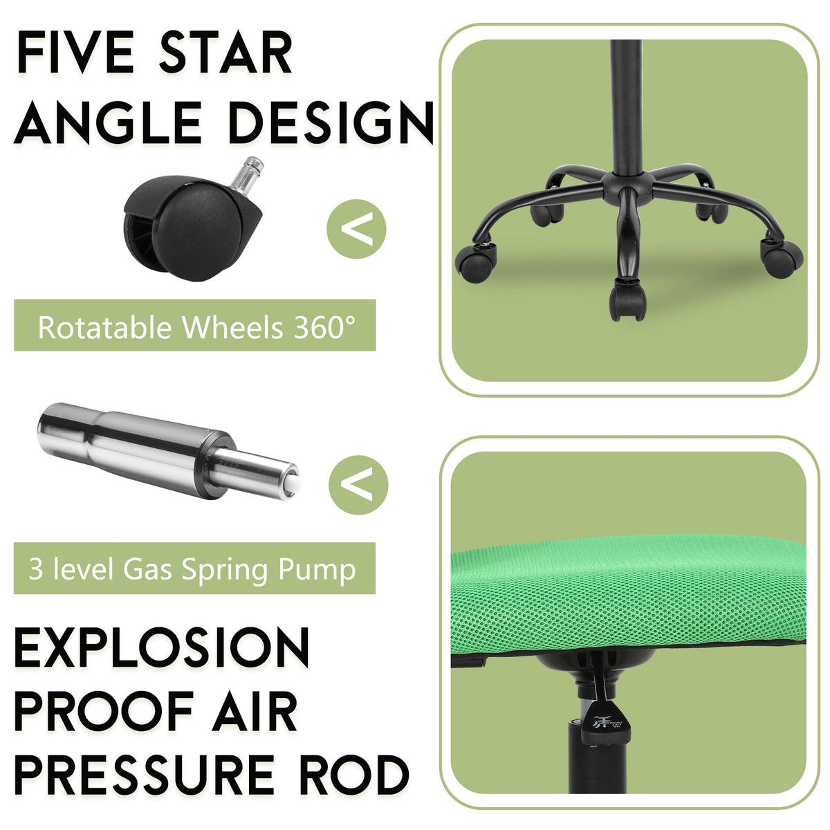 Green Ergonomic Mesh Office Chair with Lumbar Support W750