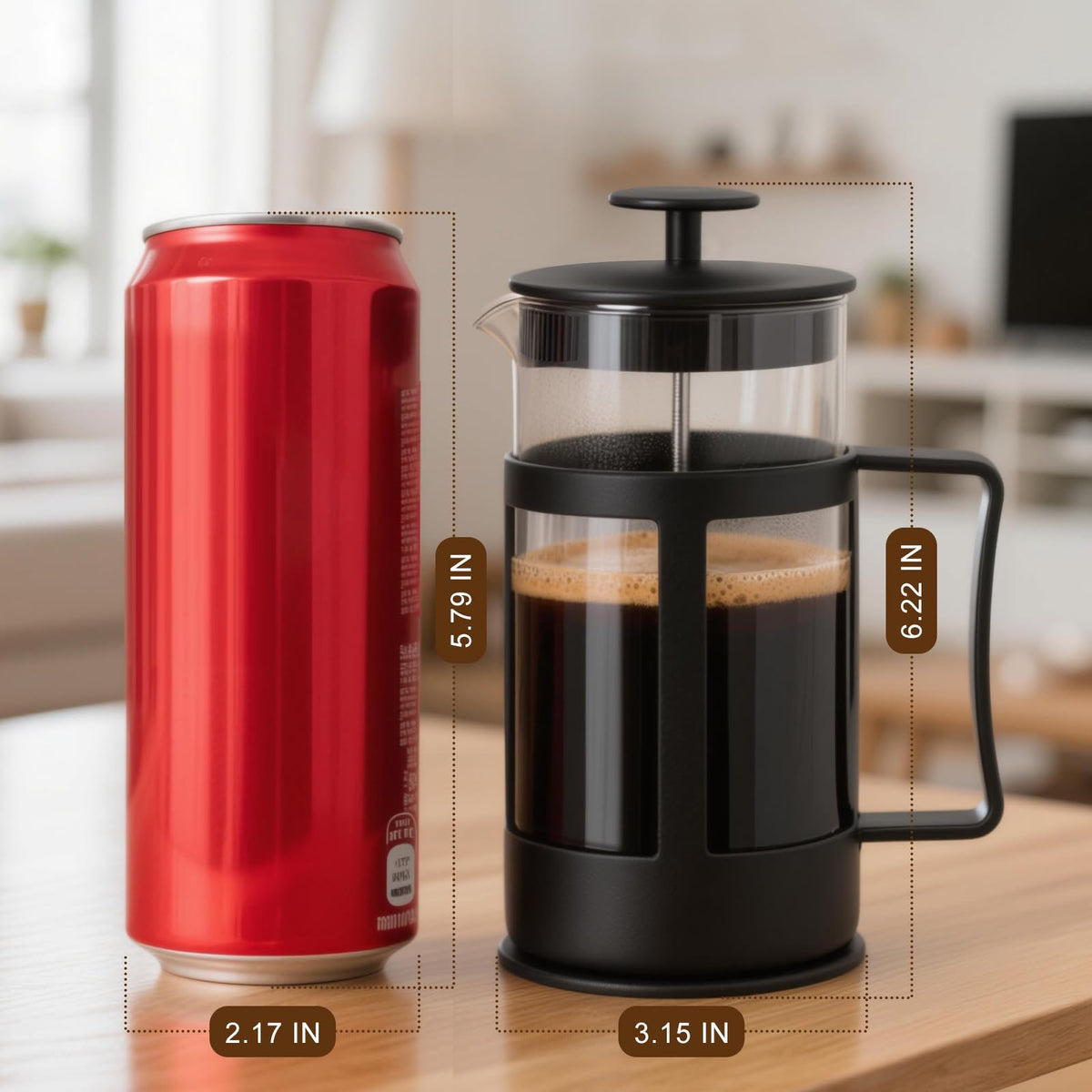 12OZ Glass Stainless Steel French Press Coffee Maker D58120