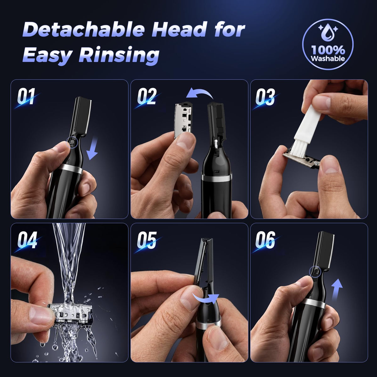 Electric Rechargeable Eyebrow Trimmer with Rinseable Blade D93260