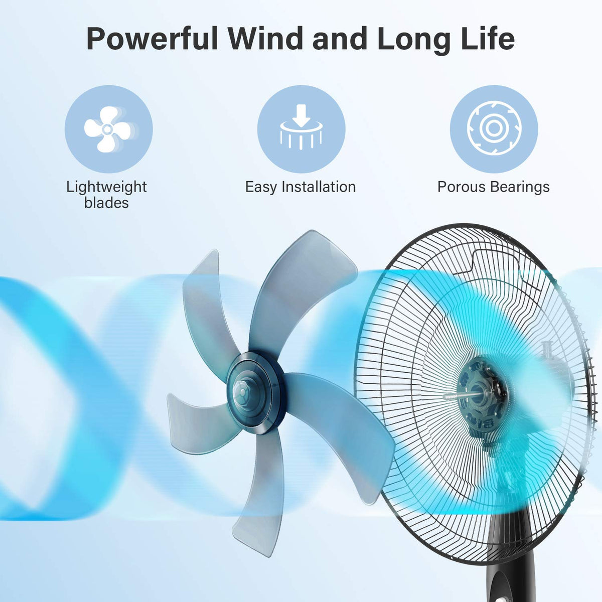 16″ 3 Speed Oscillating Pedestal Stand Fan, Black L5544
