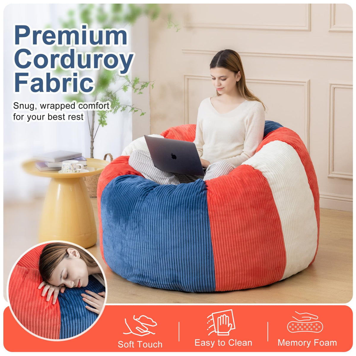 Shredded Foam Bean Bag Chair with Arms V637