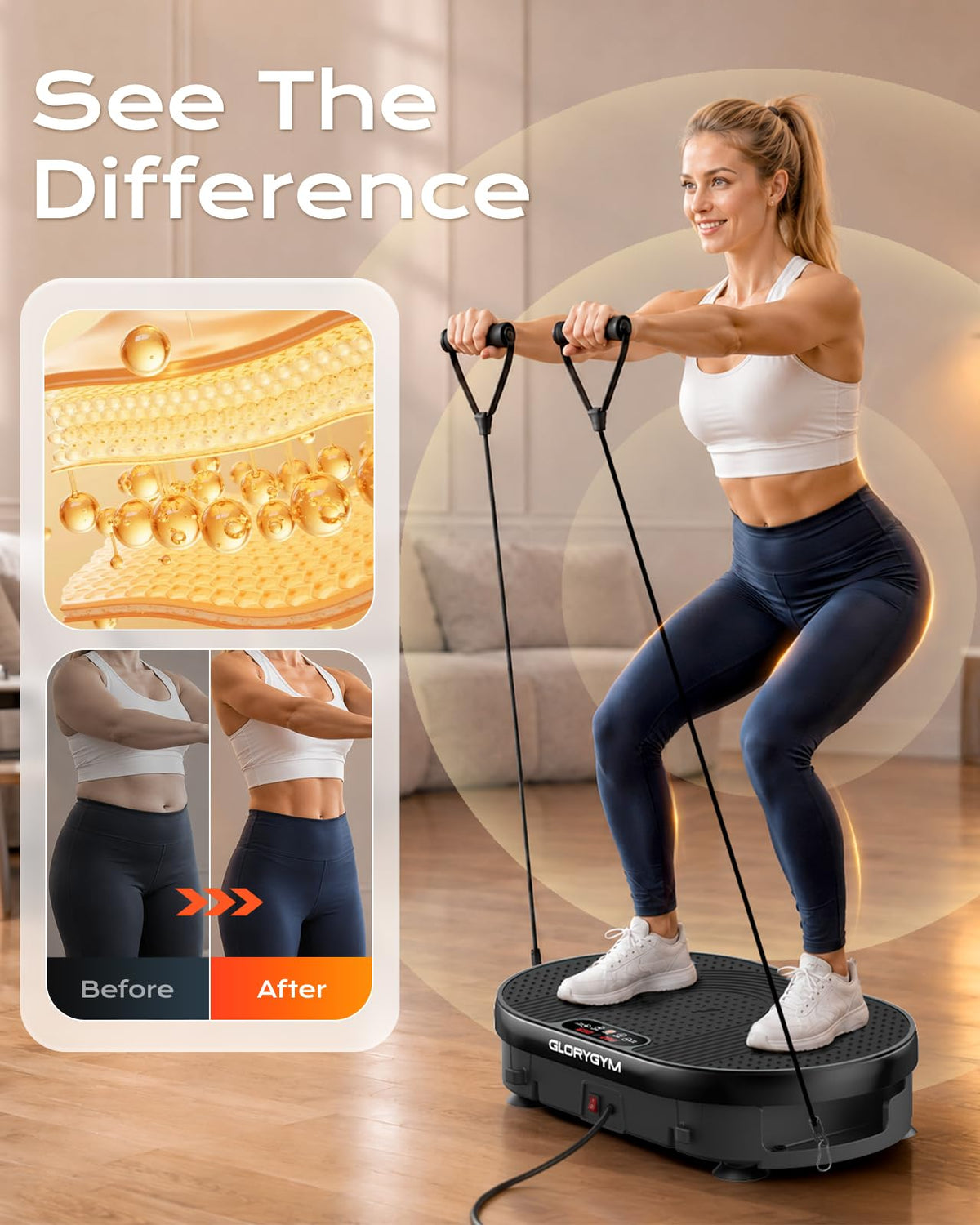 Vibration Plate Exercise Machine with Resistance Bands V693