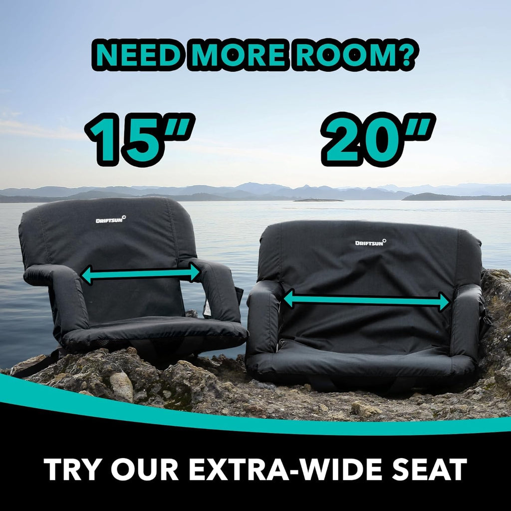 2 Pack Extra Wide Foldable Stadium Seats with Back Support T1170