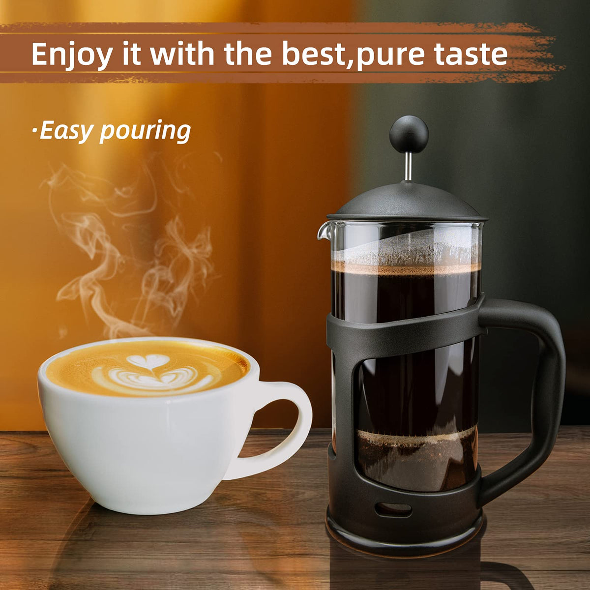 Mini French Press Coffee Maker, 1 Cup, 12oz, Stainless Steel Filter M73933