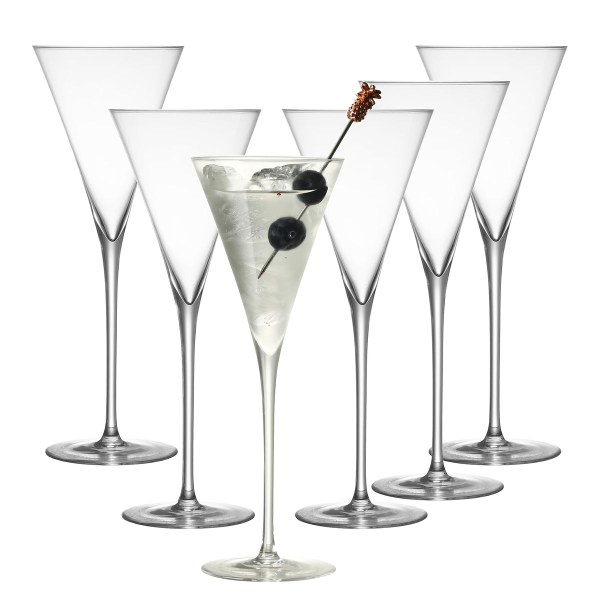 Clear Hand Blown 4 oz Martini Glasses Set of 6 D39903