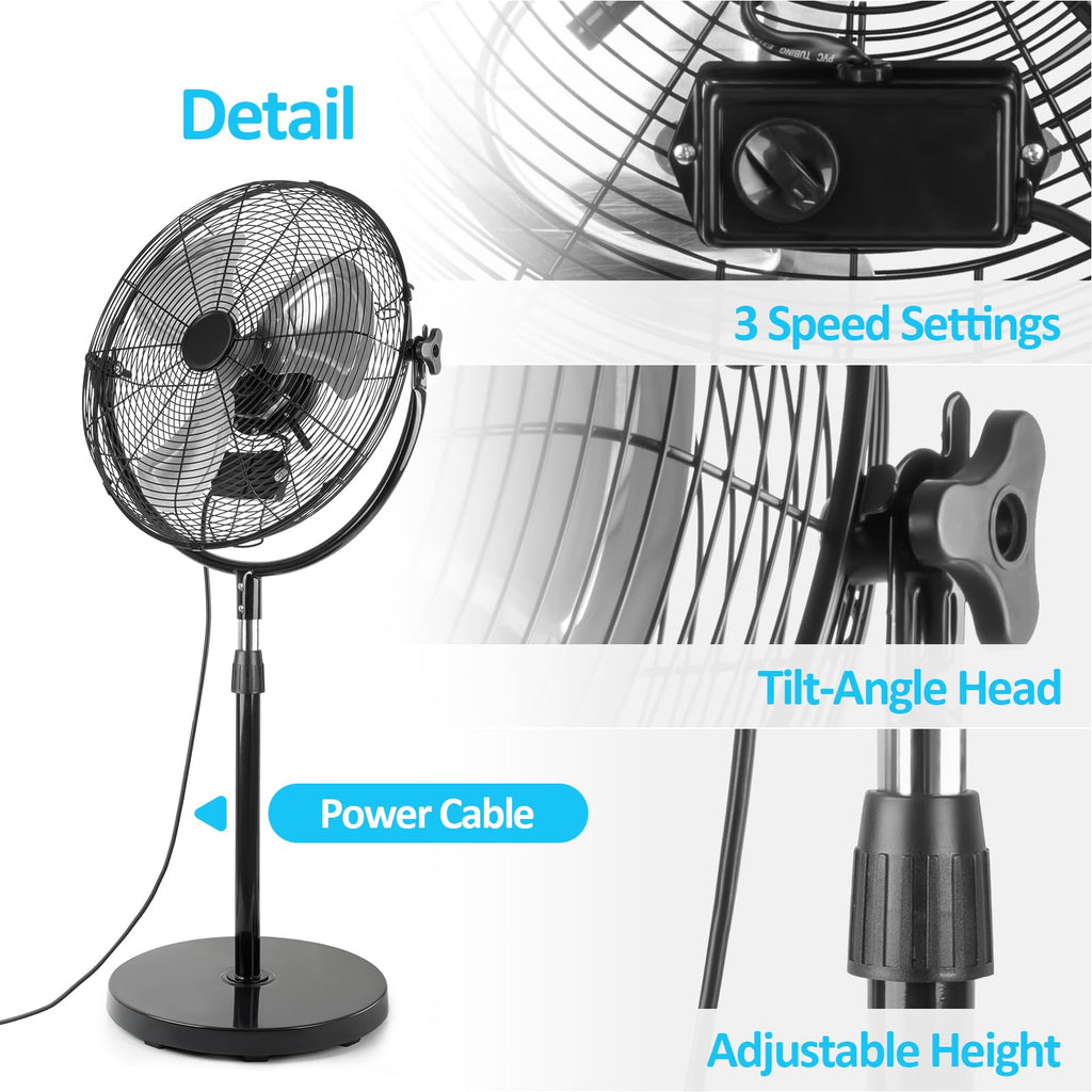 20 Inch Heavy Duty High Velocity Metal Stand Pedestal Fan B355