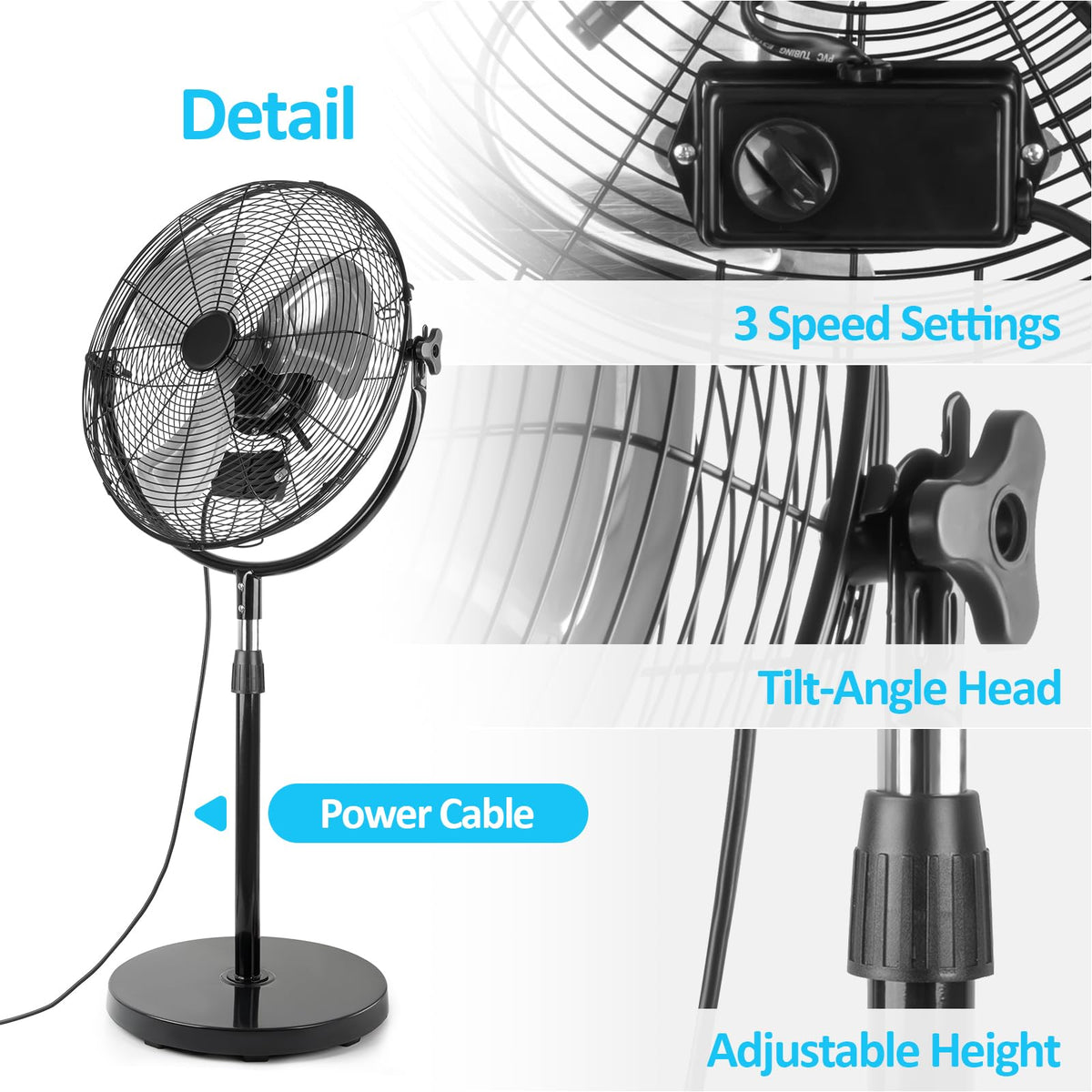 20 Inch Heavy Duty High Velocity Metal Stand Pedestal Fan B355
