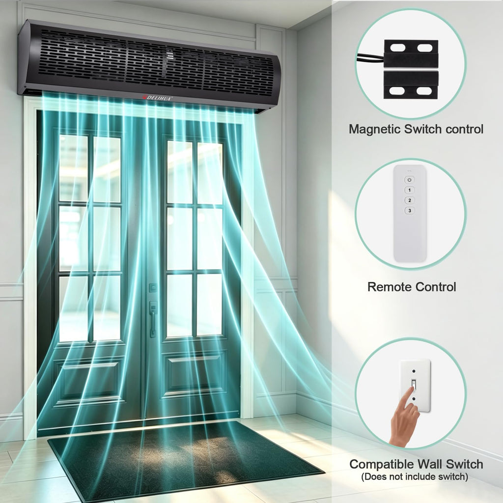 48 Inch Black Air Curtain Fan with Magnetic Door Switch Z62190