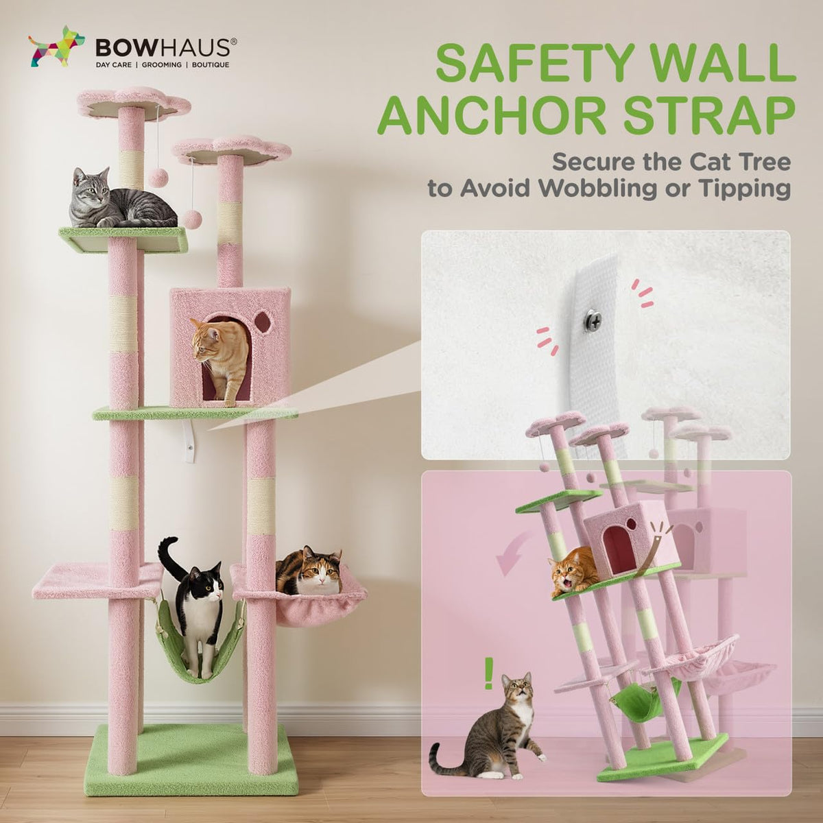 67-Inch Multi-Level Cat Tree with Hammock and Scratching Posts K3714