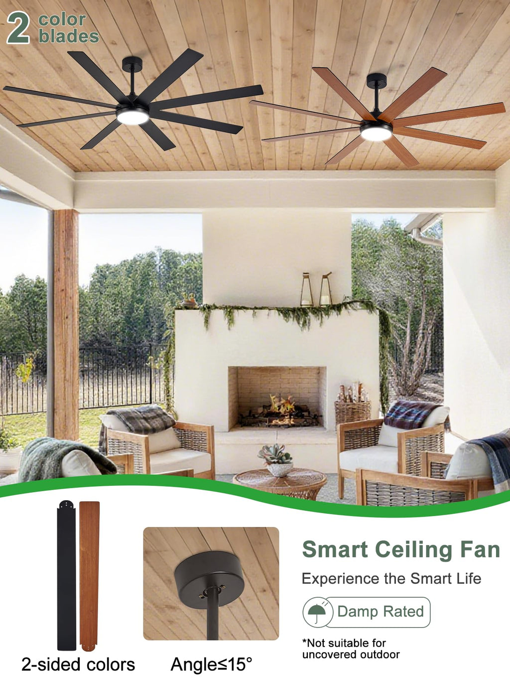Black 72in Ceiling Fan with Lights Z3106