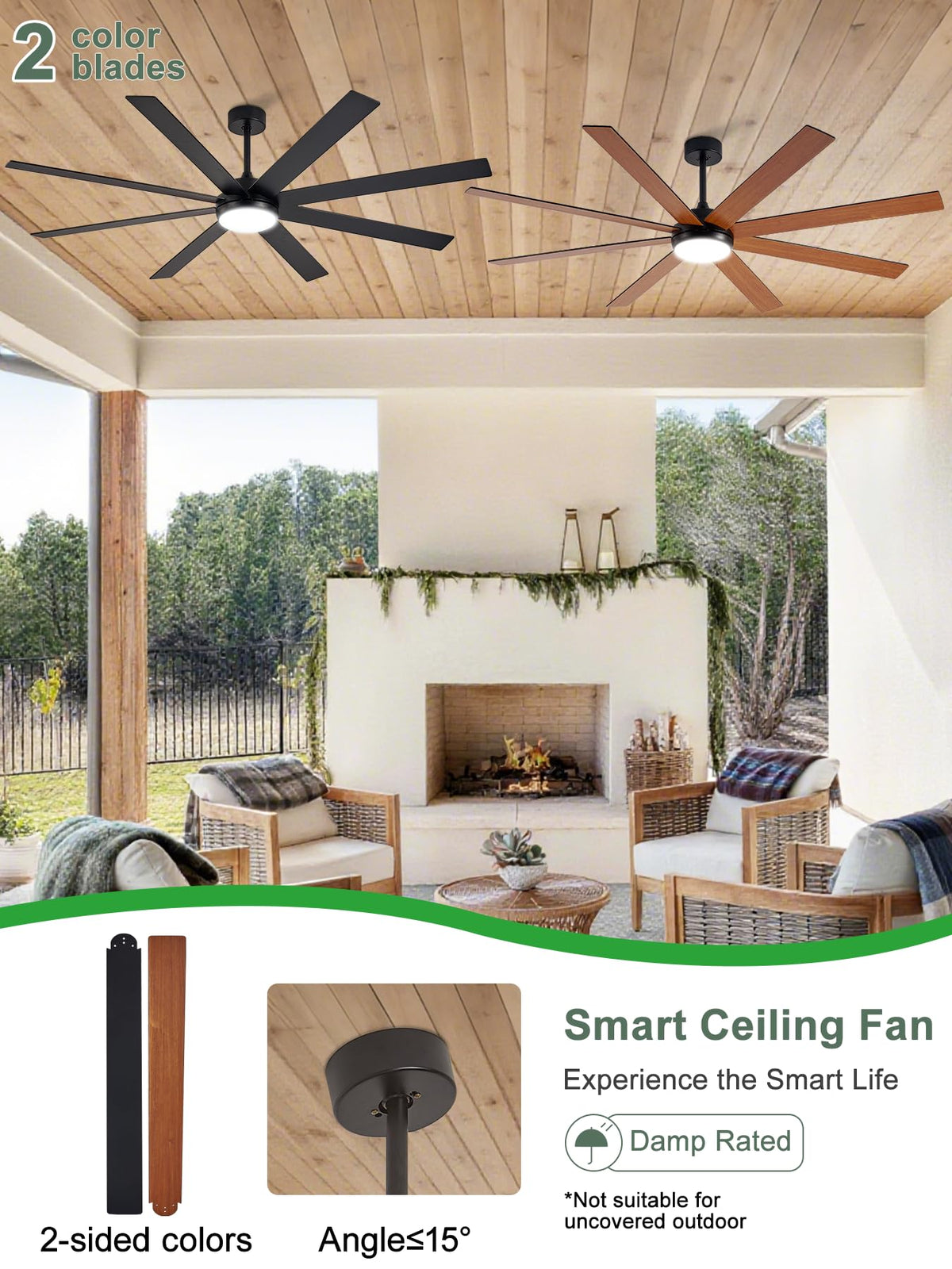 Black 72in Ceiling Fan with Lights Z3106