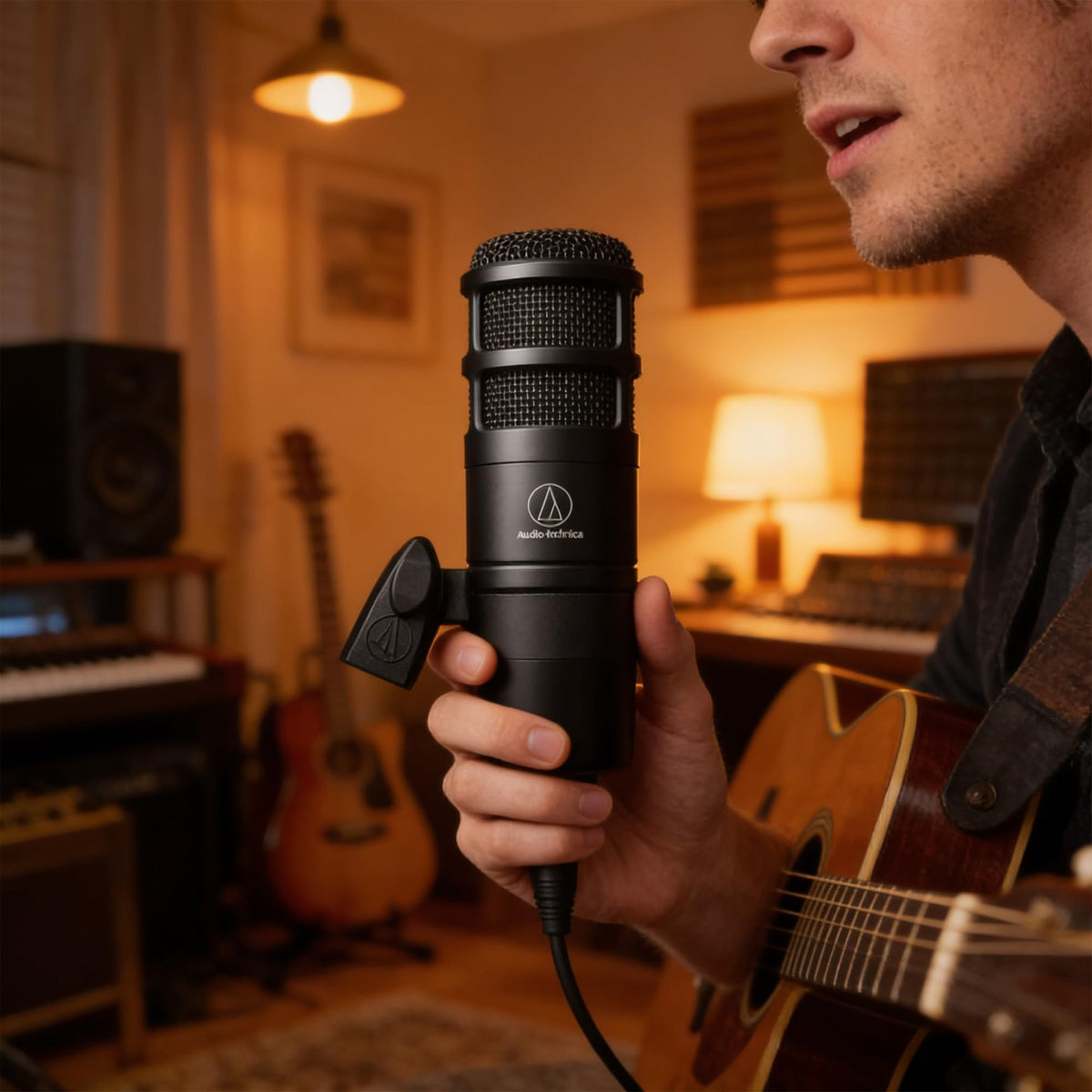 Hypercardioid Dynamic Podcast Microphone Bundle with Pop Filter, Boom Arm, XLR Cable W9278
