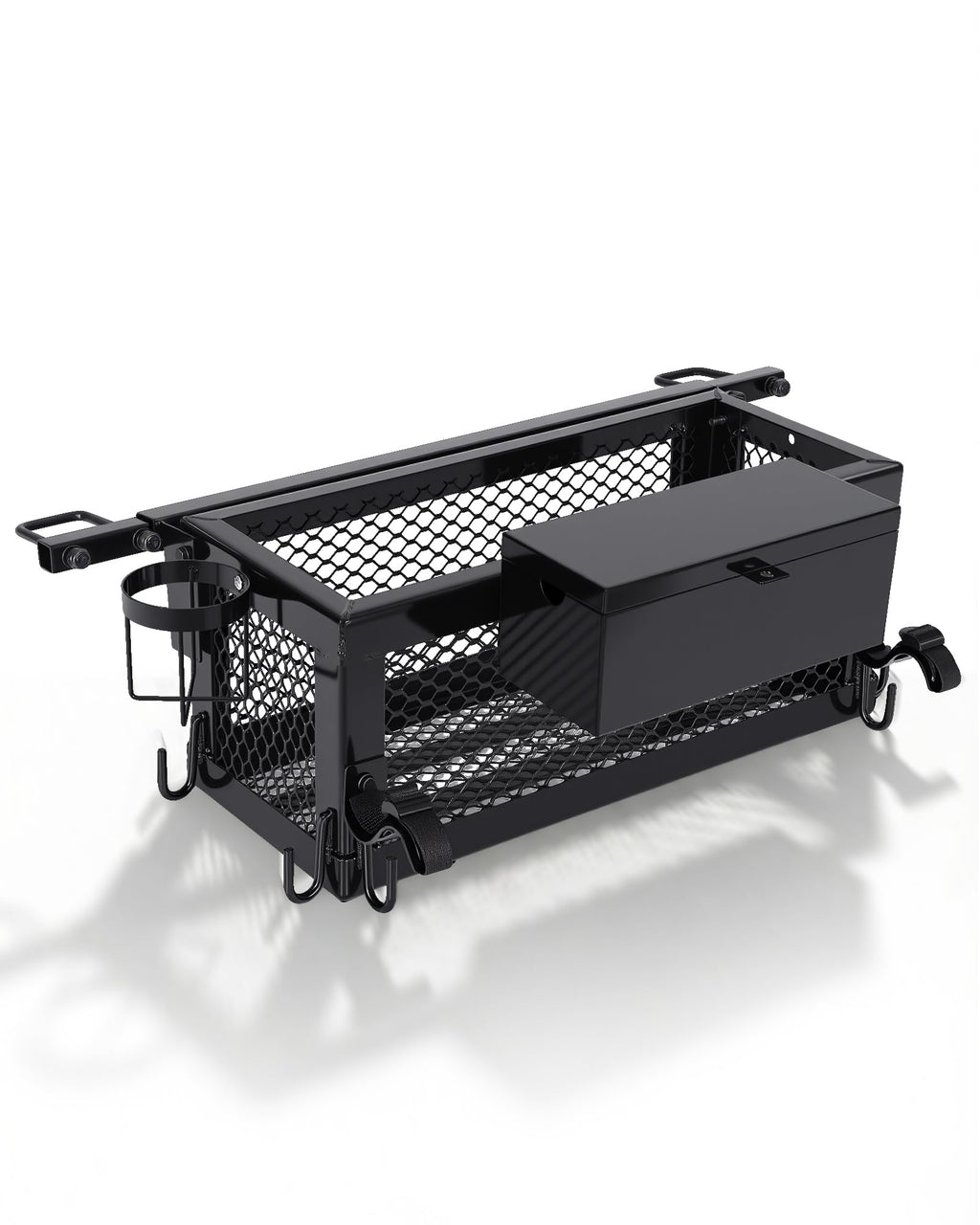 Heavy Duty Steel Tractor Tool Box Basket 24x10x10in Powder Coated Black J2232