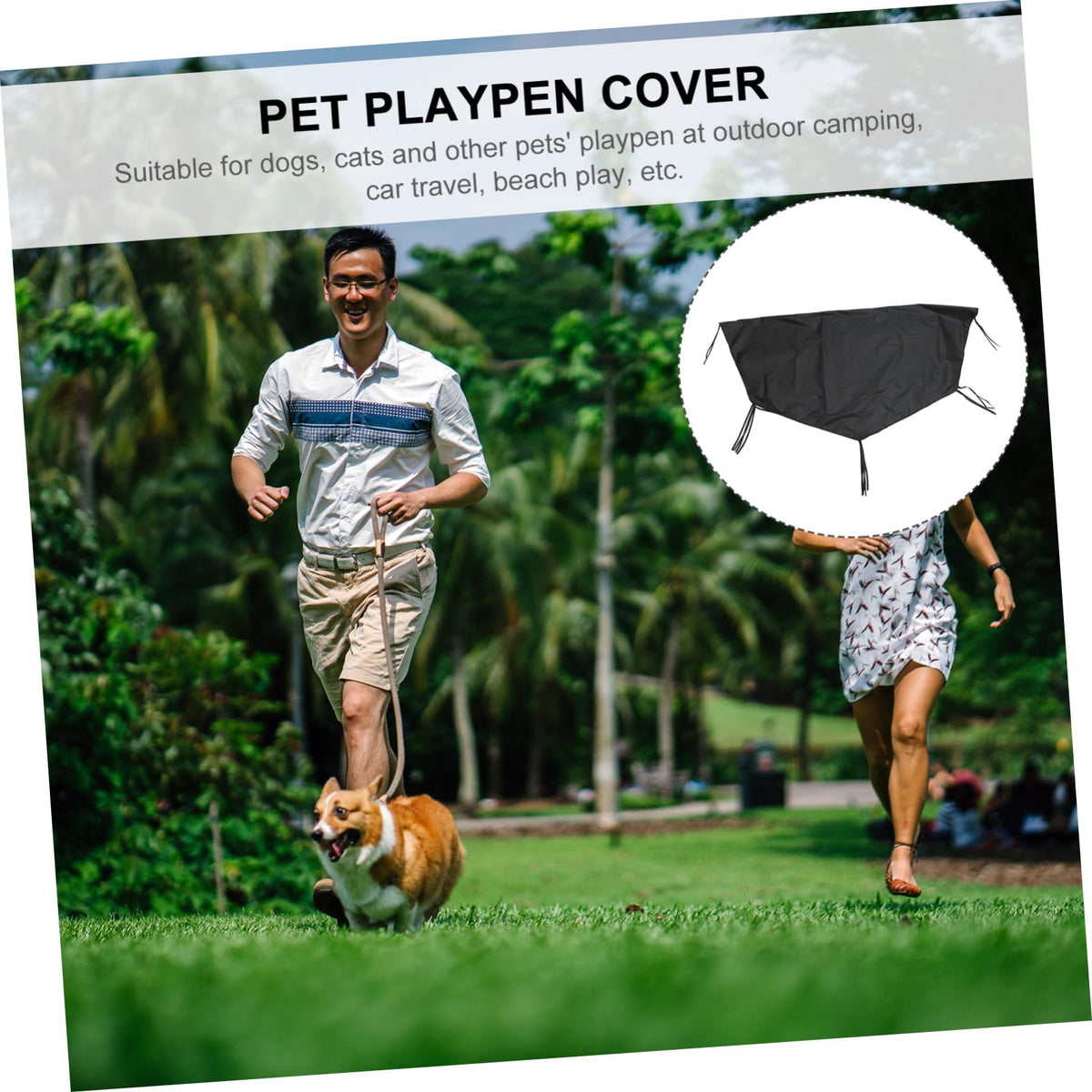 Waterproof Dog Playpen Roof Cover with Sun Shade 210D Oxford Cloth F242434