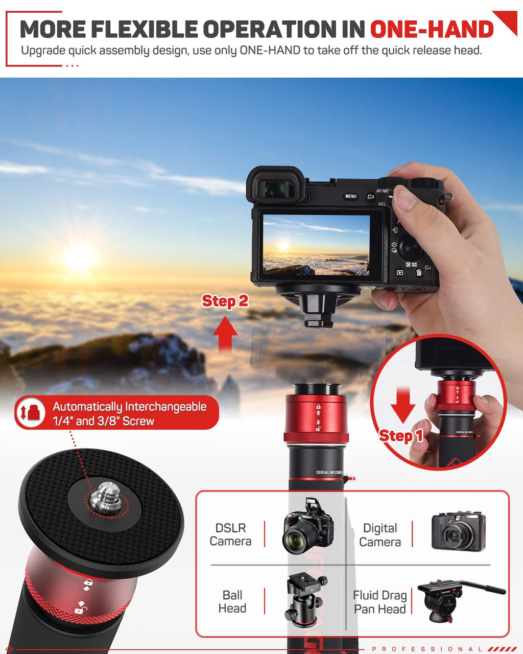 Carbon Fiber Monopod O8075
