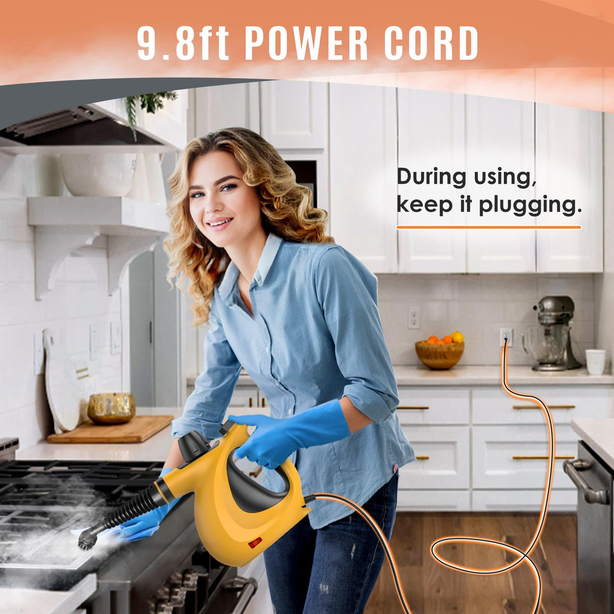 Pressurized Handheld Multi-Surface Natural Steam Cleaner with 12 pcs Accessories H89155