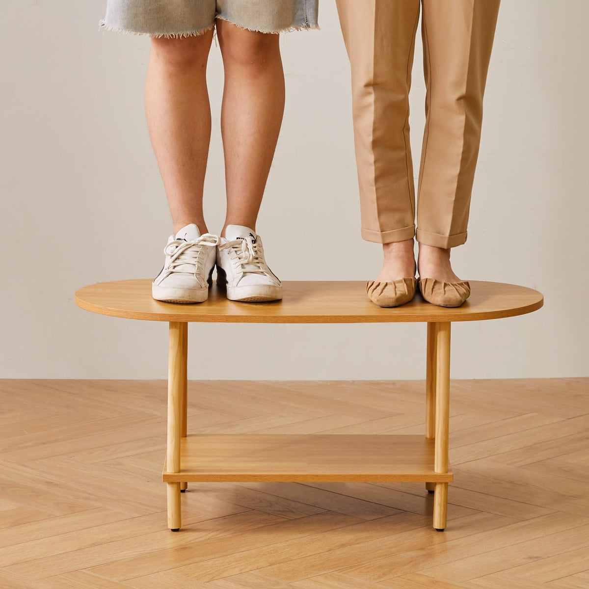 Wooden 2 Tier Coffee Table with Storage Shelf X971
