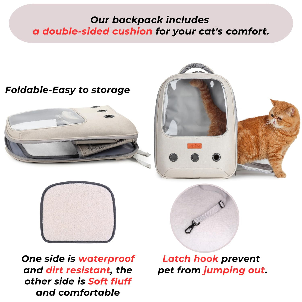 Pet Carrier Backpack, Airline-Approved (Beige) S476