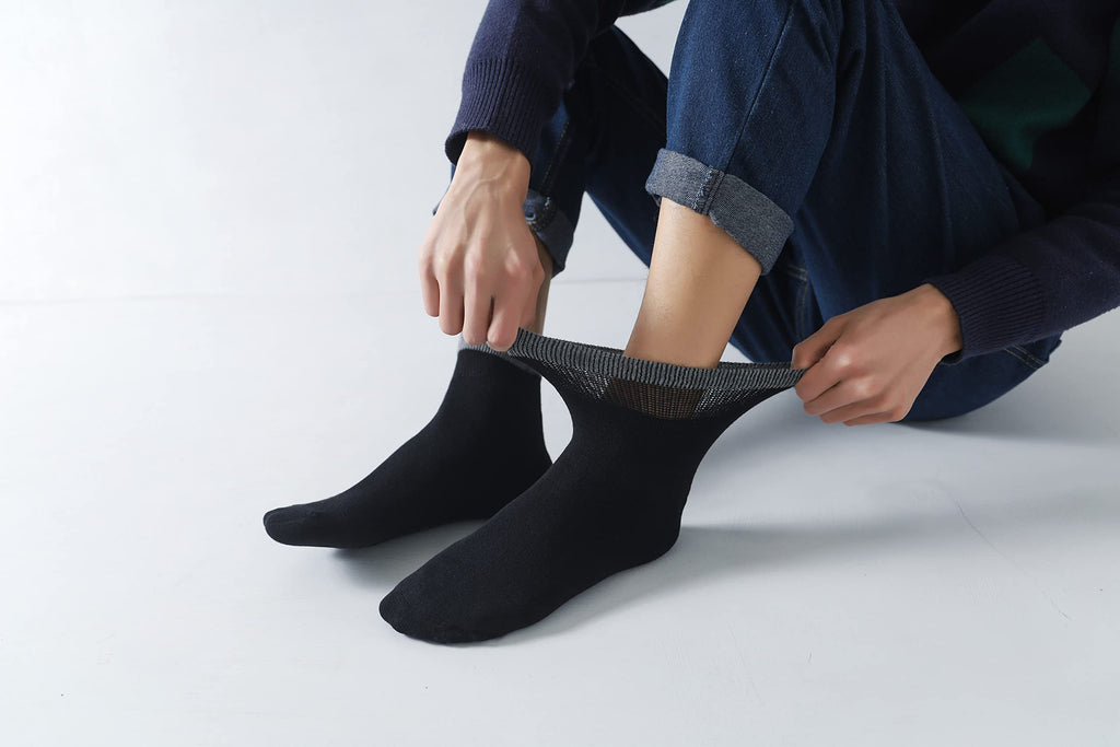 Men's Diabetic Ankle Socks with Seamless Toe, 6 Pairs L Size P9249